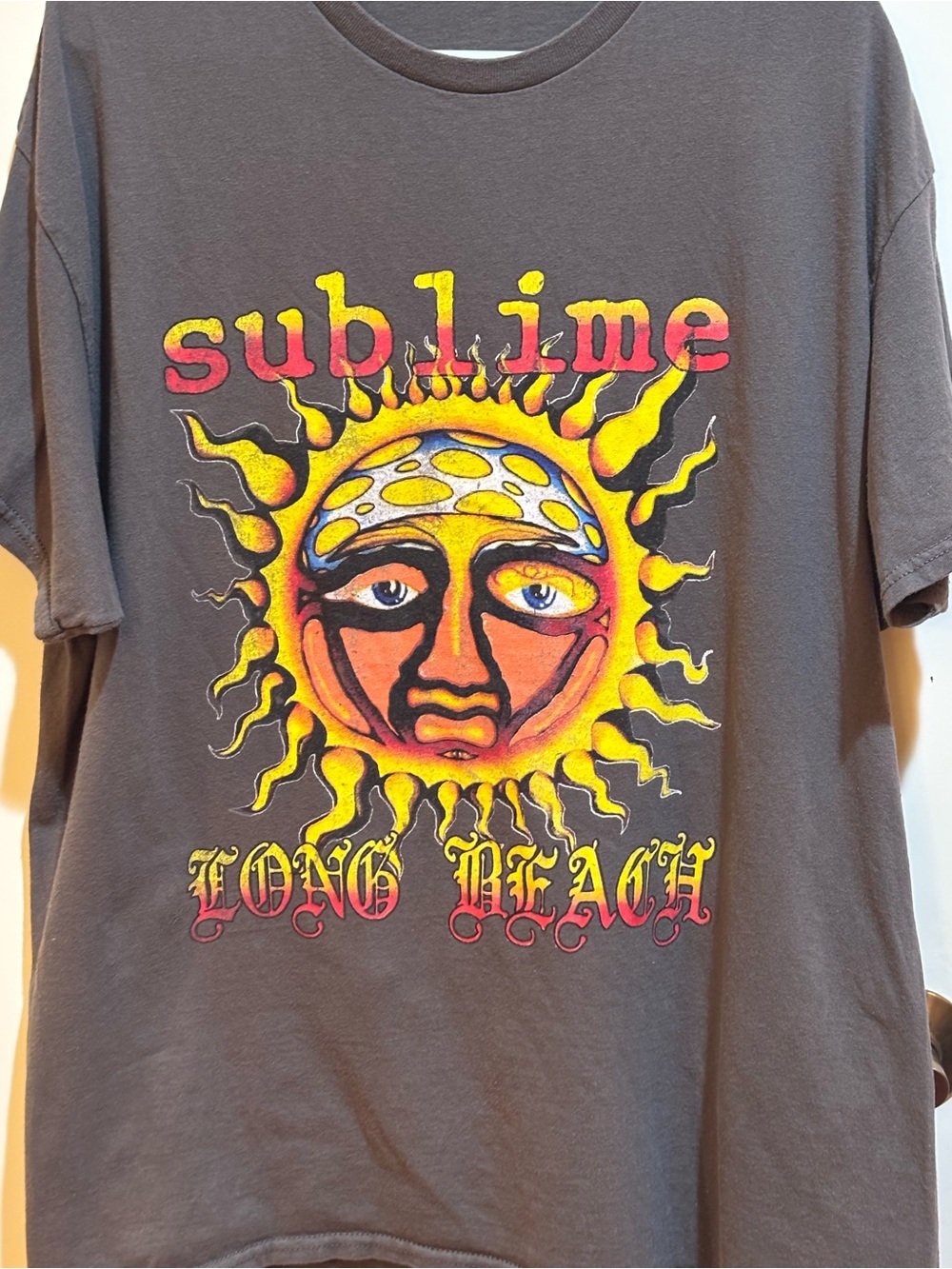 Sublime Long Beach Sun Graphic Tee - Brown with Yellow/Red Print XL